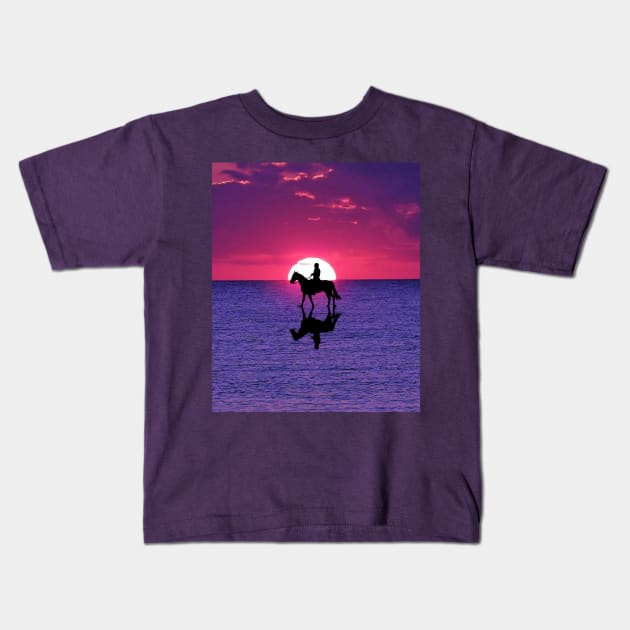 Horse and Rider on Water Kids T-Shirt by KutieKoot T's